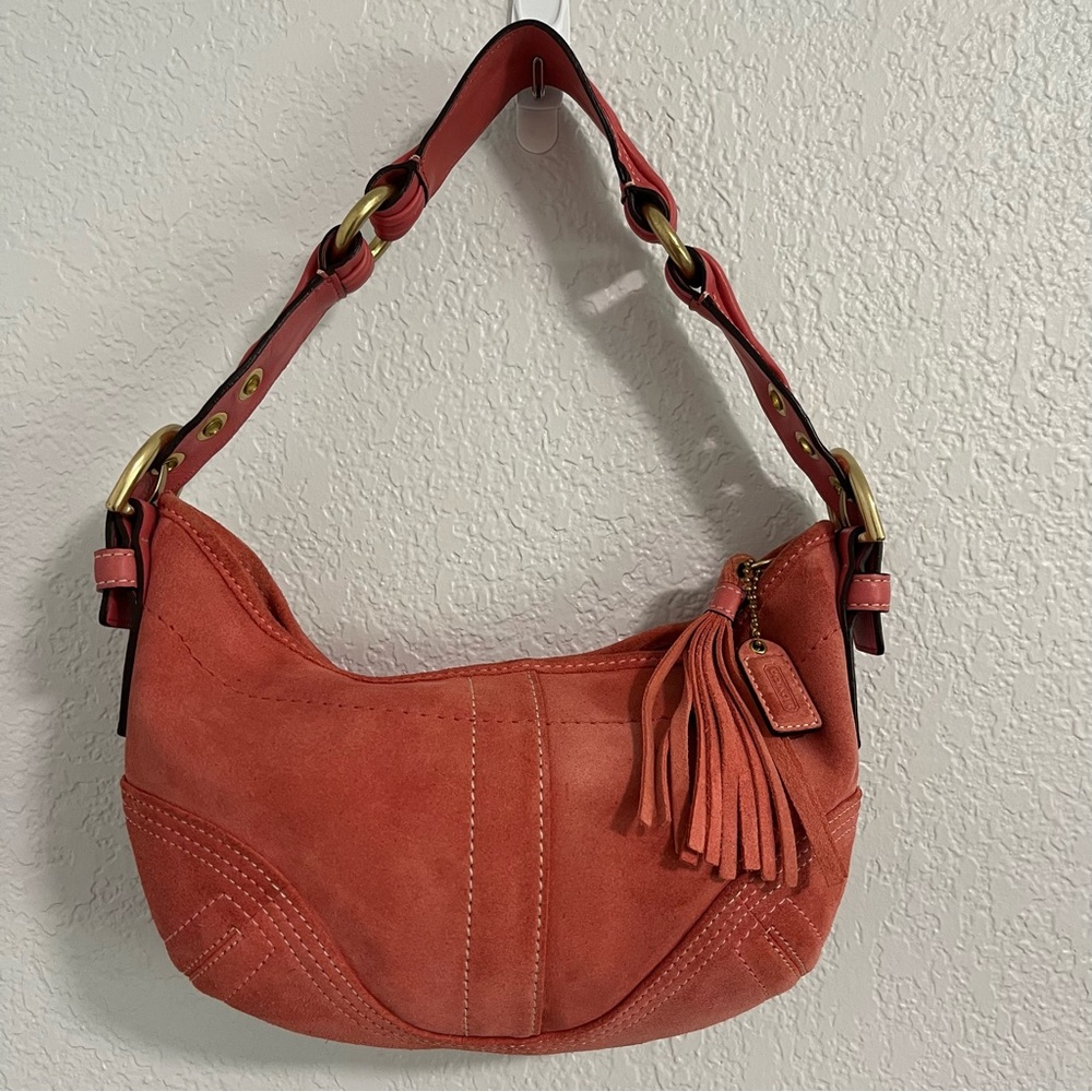 Coach Pink Suede Y2K Hobo Shoulder Bag